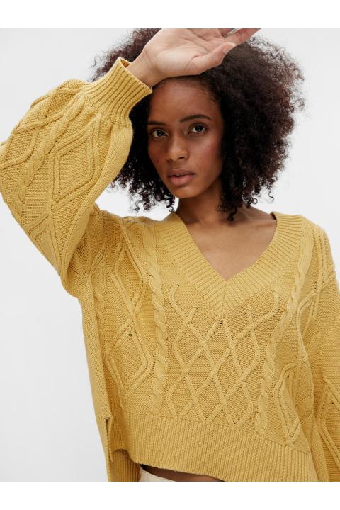 Jersey OBJECT amarillo calado escote en V OBJWENDY 23037404