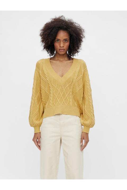 Jersey OBJECT amarillo calado escote en V OBJWENDY 23037404