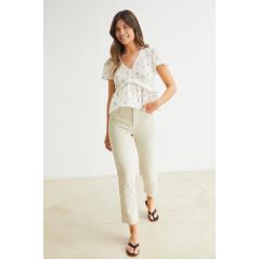 Jeans eseOese verdes rectos bajo deshilachado LOUISE 110535