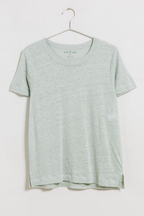 Camiseta eseOese verde básica manga corta lino 110595