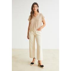 Pantalón eseOese beige tiro alto pernera ancha CHARLIE CROP 110637