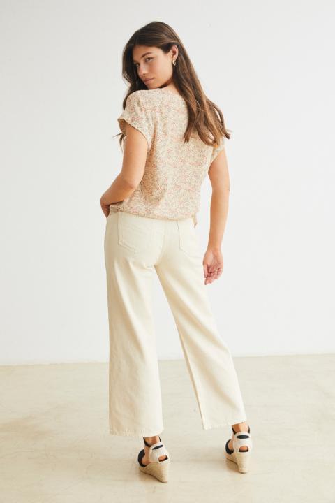 Pantalón eseOese beige tiro alto pernera ancha CHARLIE CROP 110637