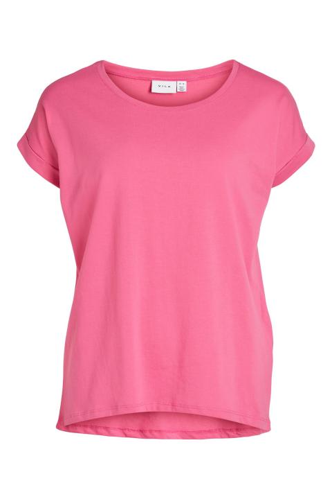 Camiseta básica VILA manga corta cuello redondo rosa fucsia VIDREAMERS 14083083