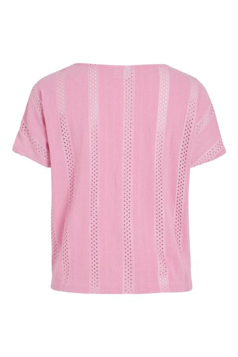 Top VILA rosa manga corta troquelado nudo VIHOLES 14084163