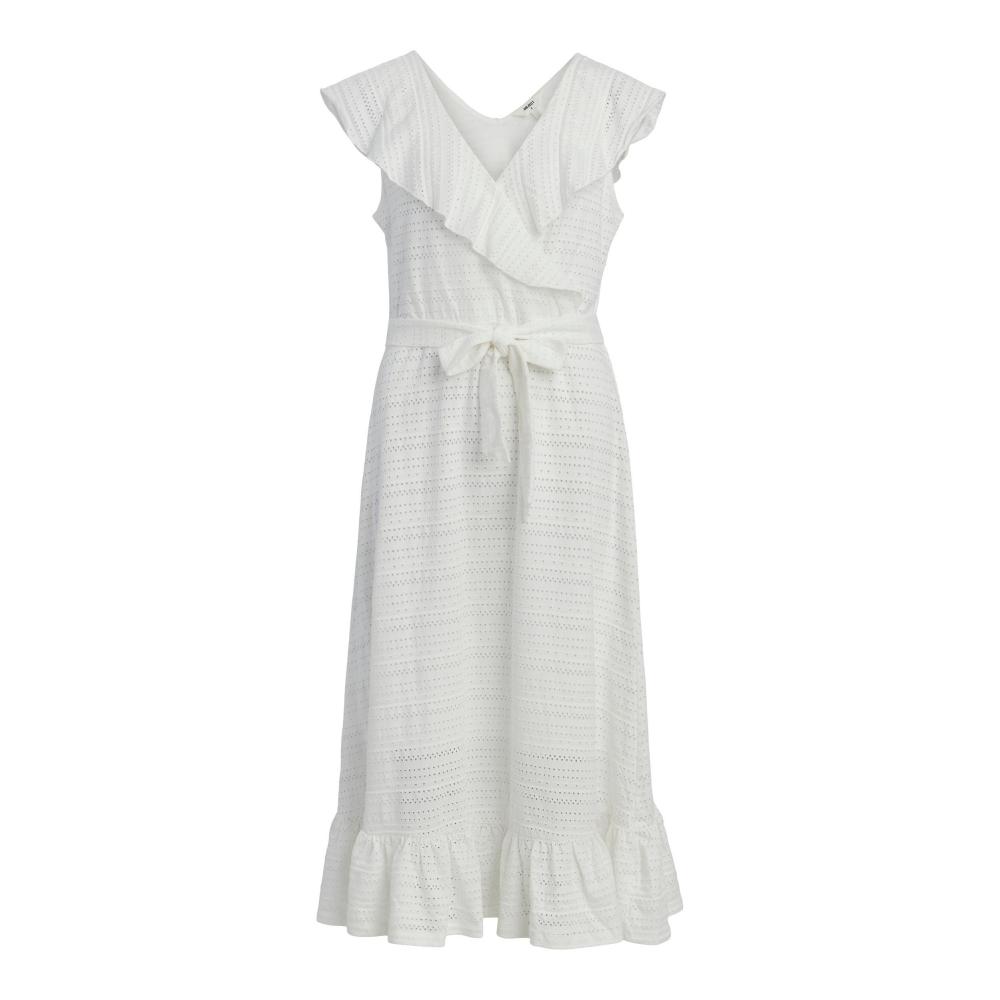 Vestido OBJECT midi blanco volantes microperforado OBJKAMMA 23039029