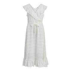Vestido OBJECT midi blanco volantes microperforado OBJKAMMA 23039029