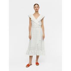 Vestido OBJECT midi blanco volantes microperforado OBJKAMMA 23039029