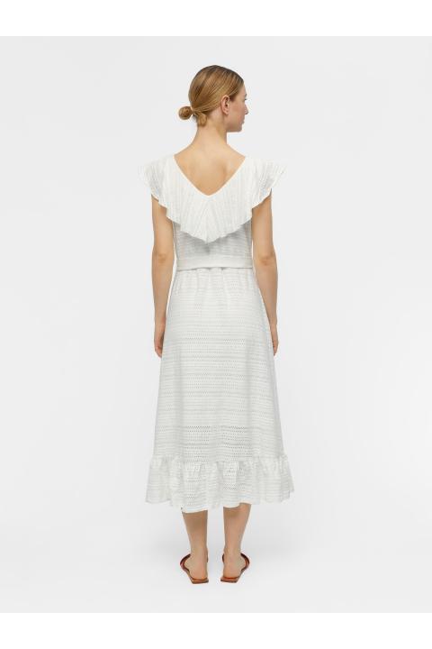 Vestido OBJECT midi blanco volantes microperforado OBJKAMMA 23039029