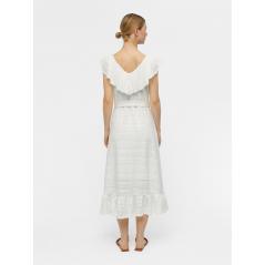 Vestido OBJECT midi blanco volantes microperforado OBJKAMMA 23039029