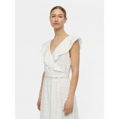 Vestido OBJECT midi blanco volantes microperforado OBJKAMMA 23039029