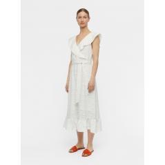 Vestido OBJECT midi blanco volantes microperforado OBJKAMMA 23039029