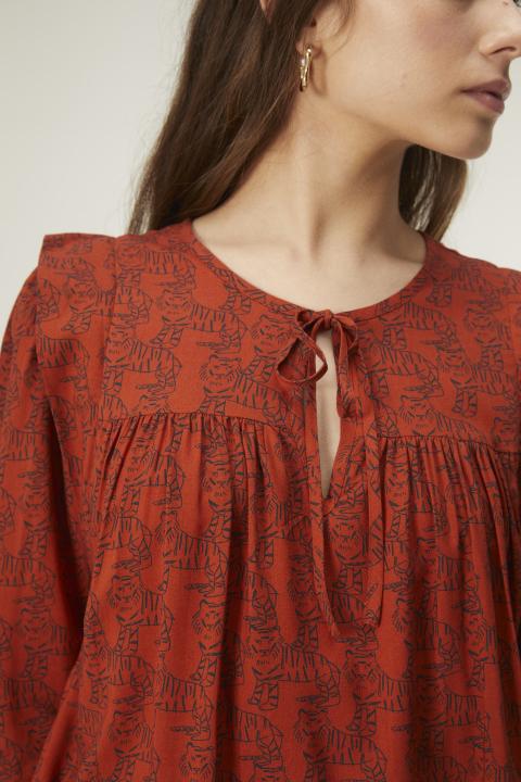 Blusa COMPAÑÍA FANTÁSTICA manga larga abullonada print tigres 23C-41003
