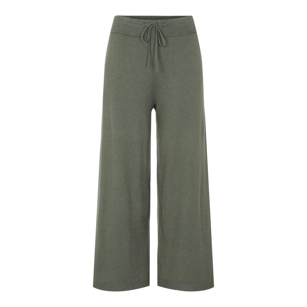 Pantalón EVOKED VILA punto pernera ancha cintura elástica verde salvia VICOMFY 14075720