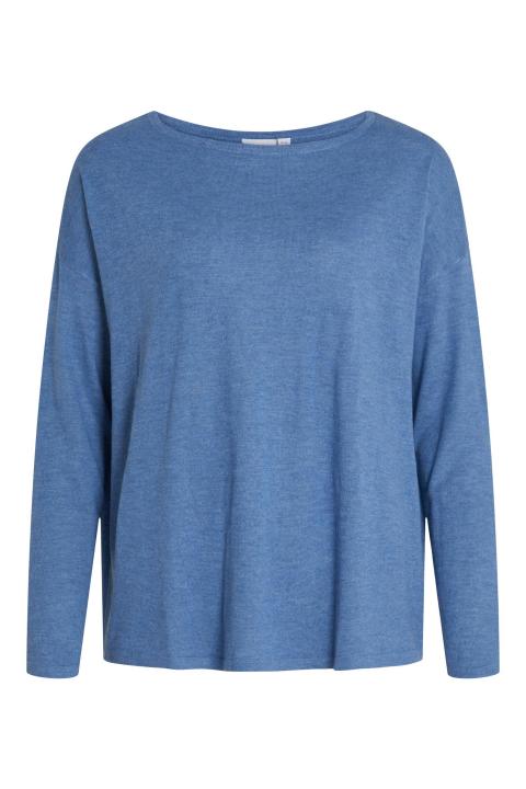 Top punto fino VILA oversize manga larga azul VIABELLA 14079773