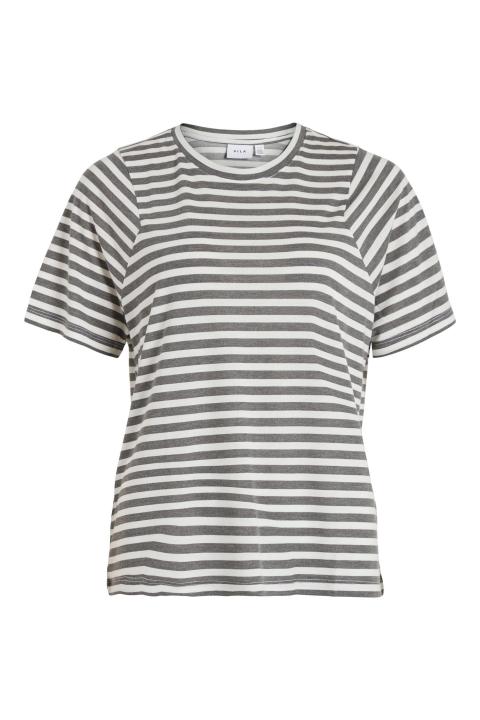 Camiseta VILA mangas cortas asimétricas rayas grises VICANDIE 14080494