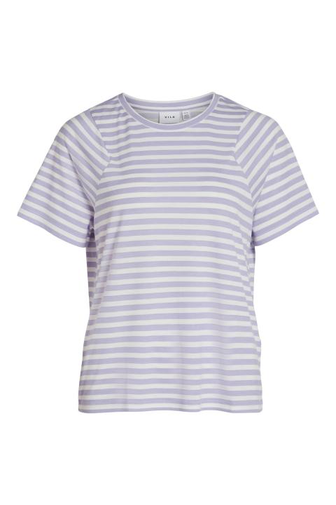 Camiseta VILA mangas cortas asimétricas rayas lavanda VICANDIE 14080494