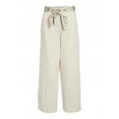 Pantalones anchos VILA beige cintura alta detalle cinturón pañuelo VICHELLA 14085971