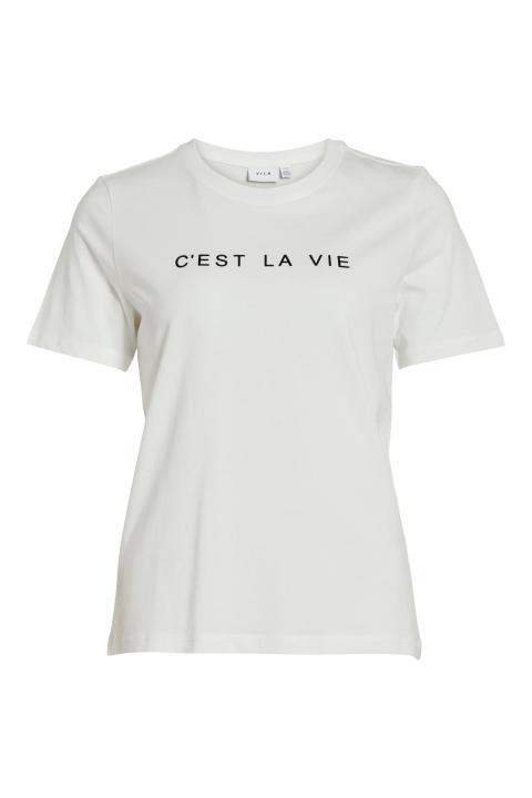 Camiseta algodón VILA blanca manga corta estampado frontal VIE VIFREEDA 14086623