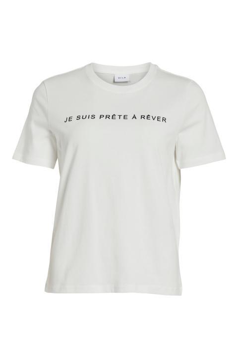 Camiseta algodón VILA blanca manga corta estampado frontal RVER VIFREEDA 14086623