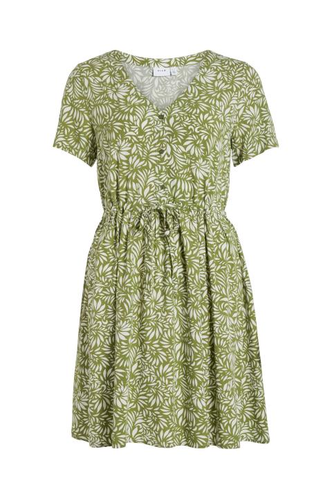 Vestido VILA corto escote pico botones manga corta floral verde VILISE JEAN 14086399