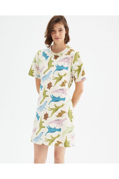 Vestido COMPAÑÍA FANTÁSTICA corto cut out estampado dinosaurios 31C-42022