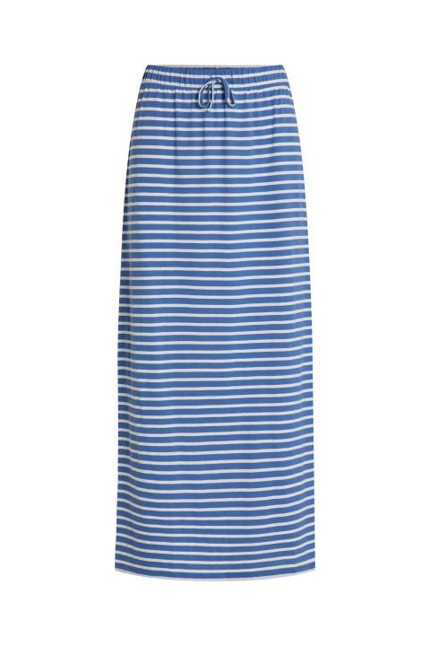 Falda VILA midi rayas azules blanca cintura elástica VIDARLING 14075154