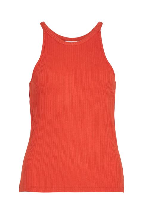 Top básico VILA escote halter naranja VIATHALIA 14070249