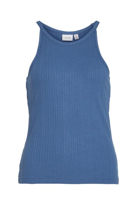 Top básico VILA escote halter azul VIATHALIA 14070249