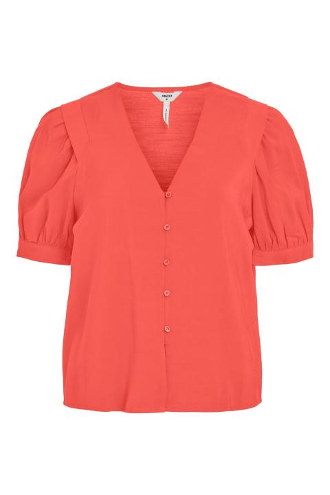 Blusa OBJECT escote pico manga abullonada coral OBJSY 23041325