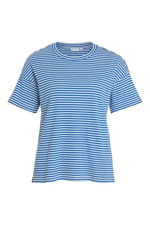 Camiseta VILA oversize manga corta canalé rayas azules/blancas VIJADA 14086823