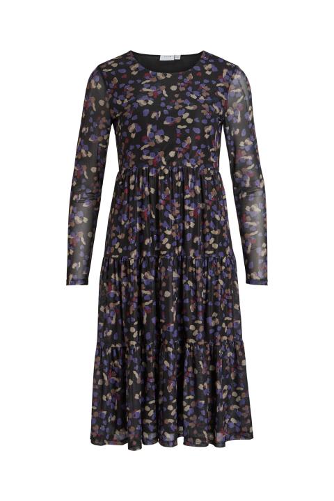 Vestido VILA midi paneles volantes manga larga gasa estampado VIVOLETTIS 14087257
