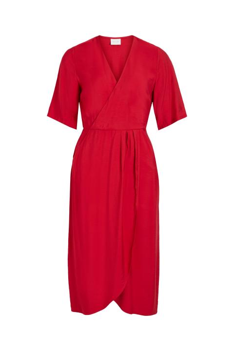 VESTIDO VILA ROJO MIDI CRUZADO VIKRI 14059910